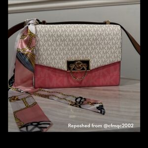 Michael Kors Pink and Cream Crossbody Bag...